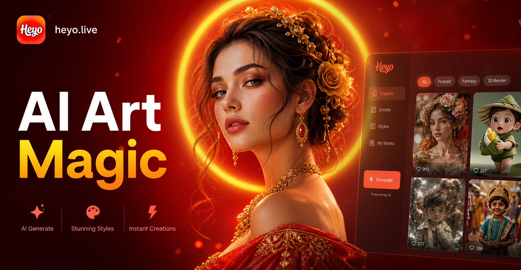 AI Portrait with Luxury Red Background | Professional Style
