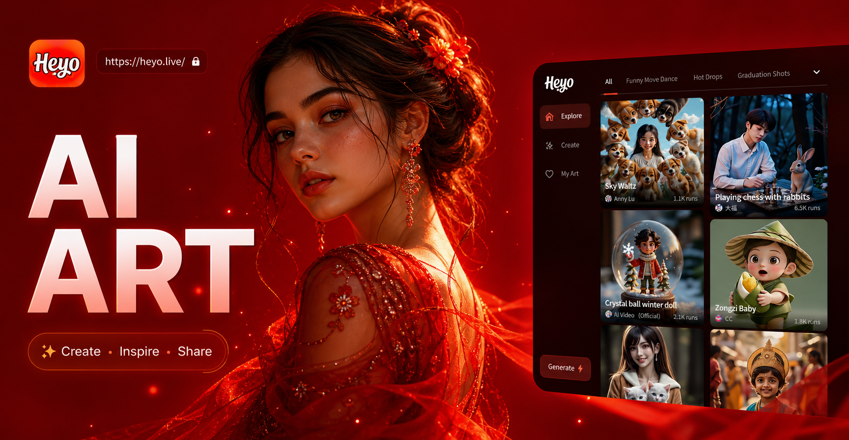 AI generated luxury red background portrait example
