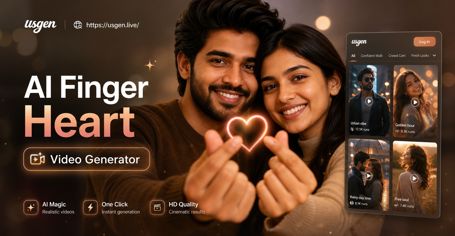 Crea Videos de Corazón con los Dedos con IA al Instante | Generador Gratis