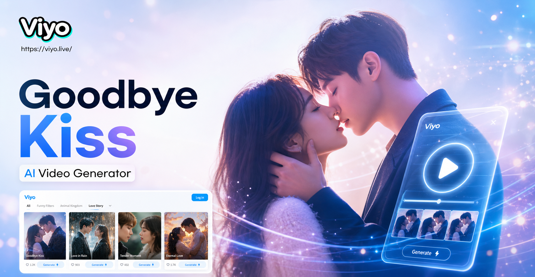 AI generated goodbye kiss video example