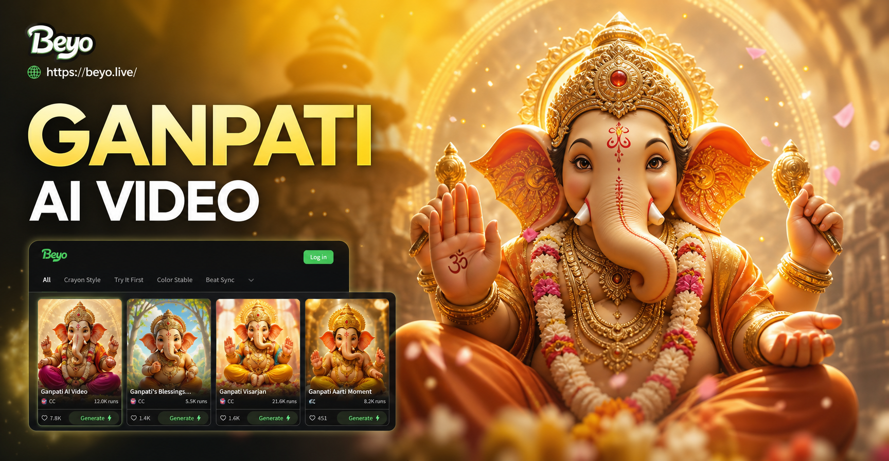 AI generated Ganpati video with animated effects