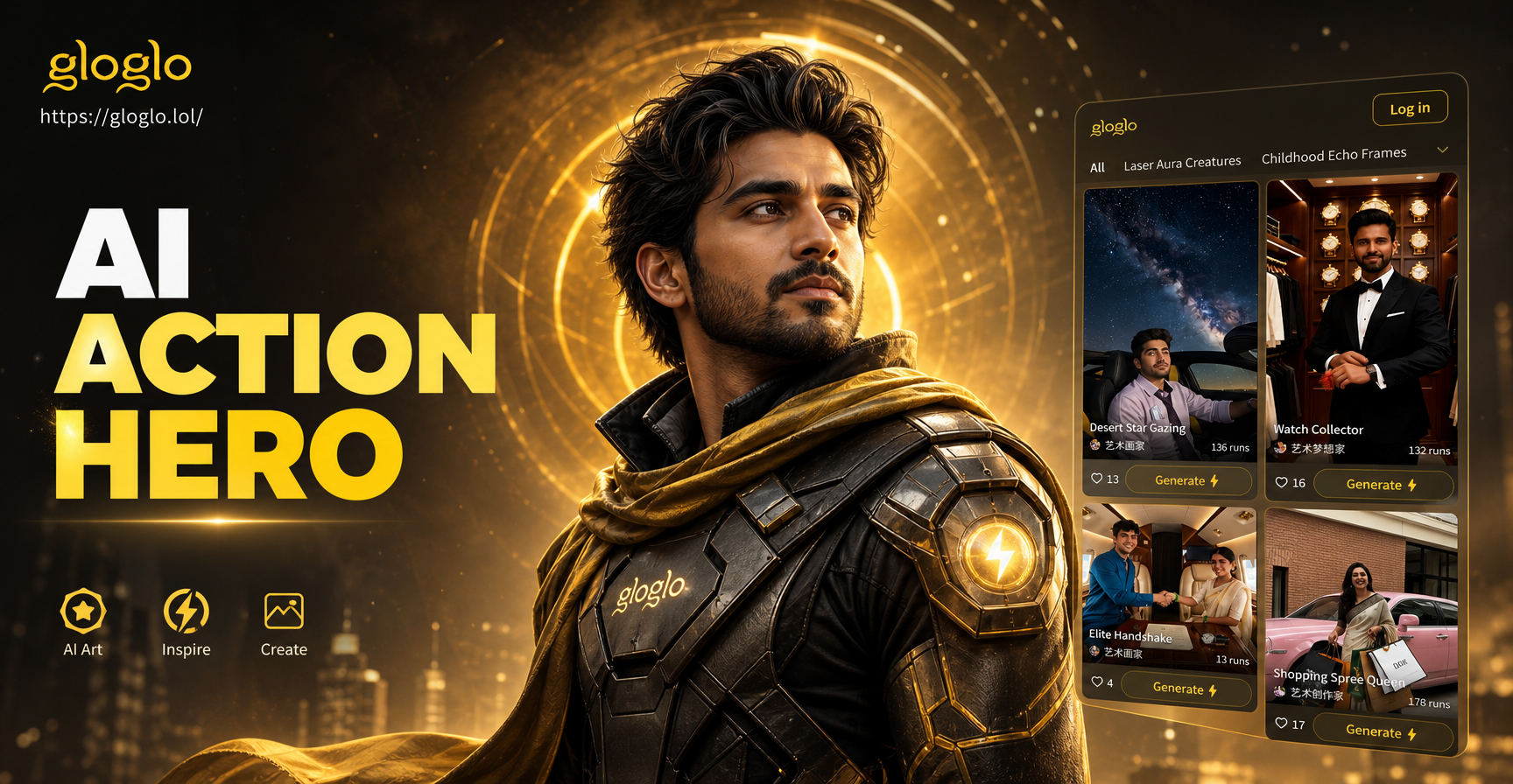 AI generated action hero with epic powers