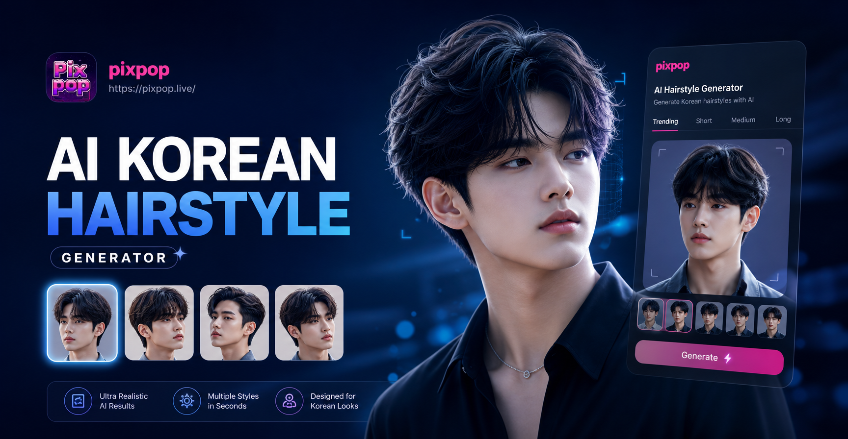 AI Korean Male Hairstyle Generator: Virtual Try On & Style Inspiration