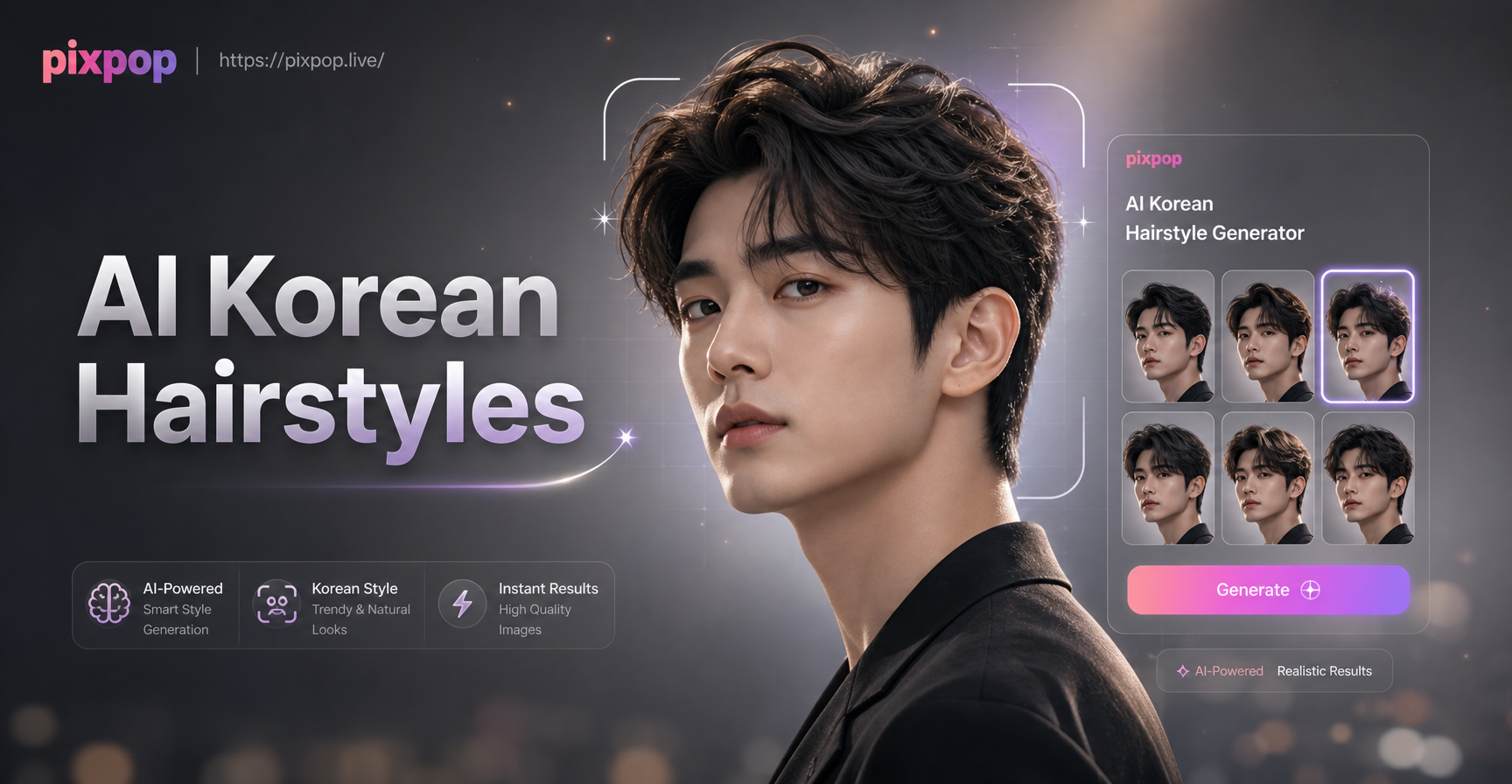 AI Korean male hairstyle transformation example
