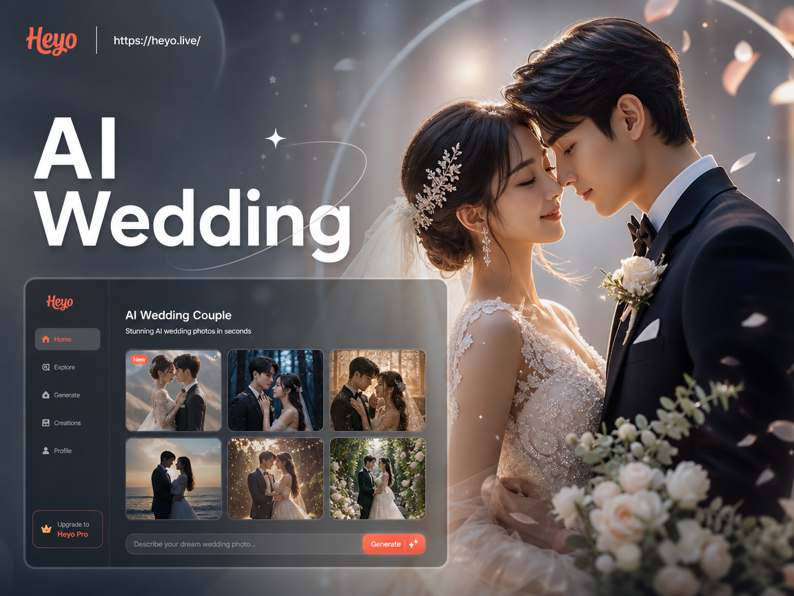 AI generated elegant vintage wedding couple portrait