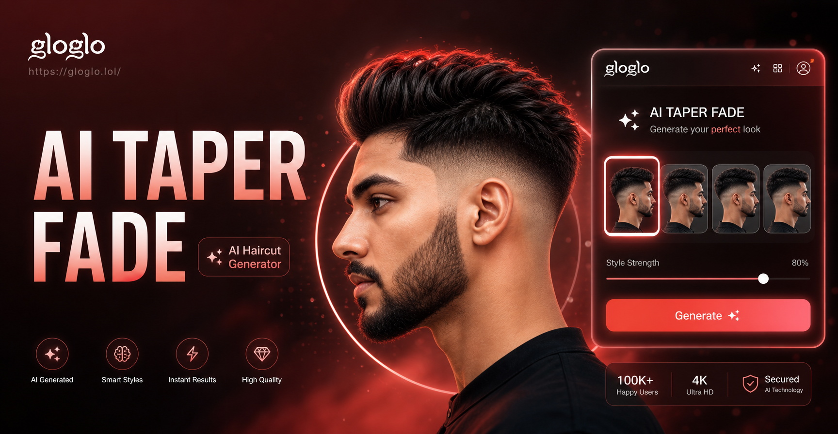 AI taper fade haircut generator virtual try on example
