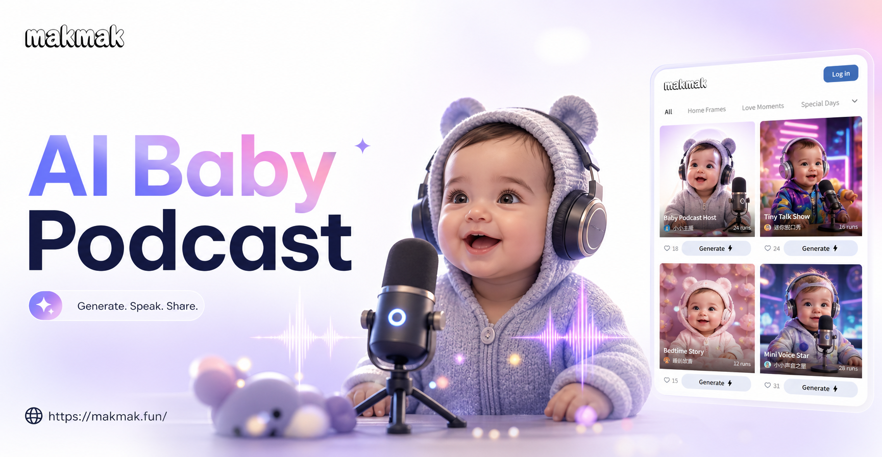 AI Baby Podcast Generator app interface