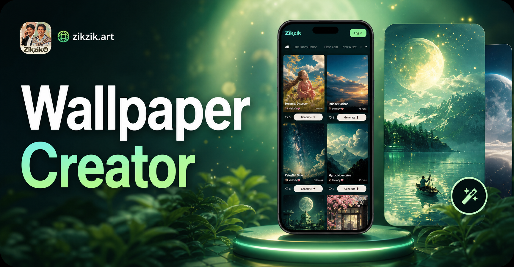 Antarmuka aplikasi pembuat wallpaper AI