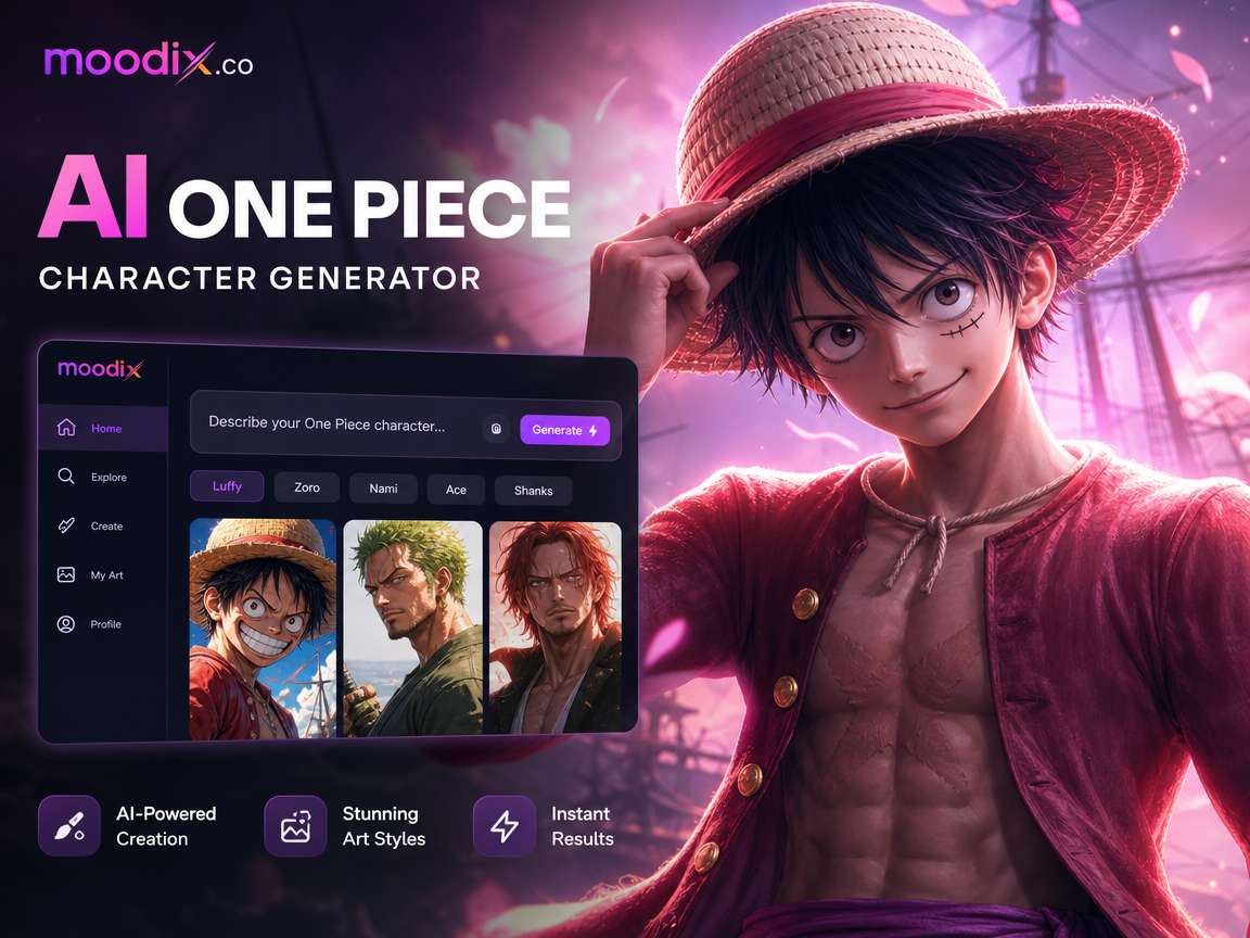 Personagem de anime One Piece gerado por IA com trajes de pirata