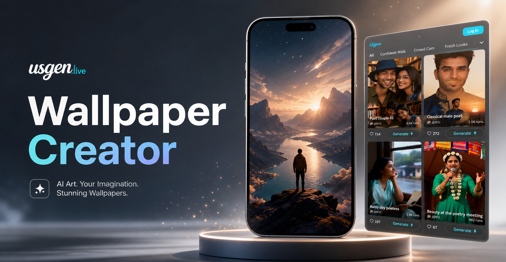 AI generated phone wallpaper creator interface