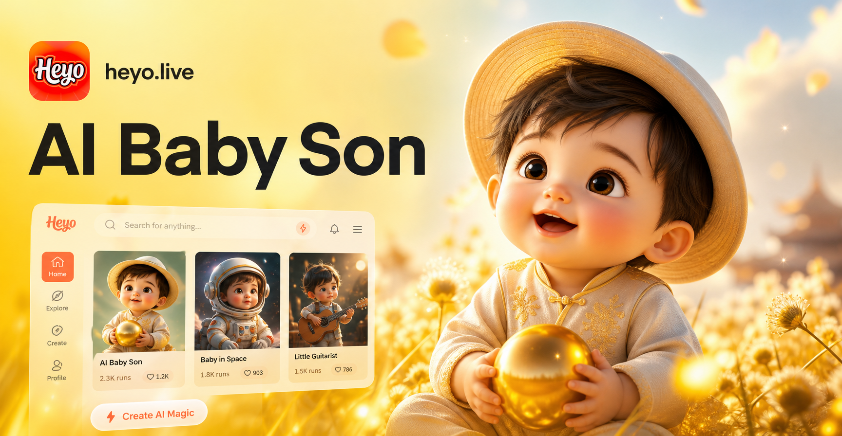 AI Baby Son examples showing a funny baby meme and a realistic baby picture