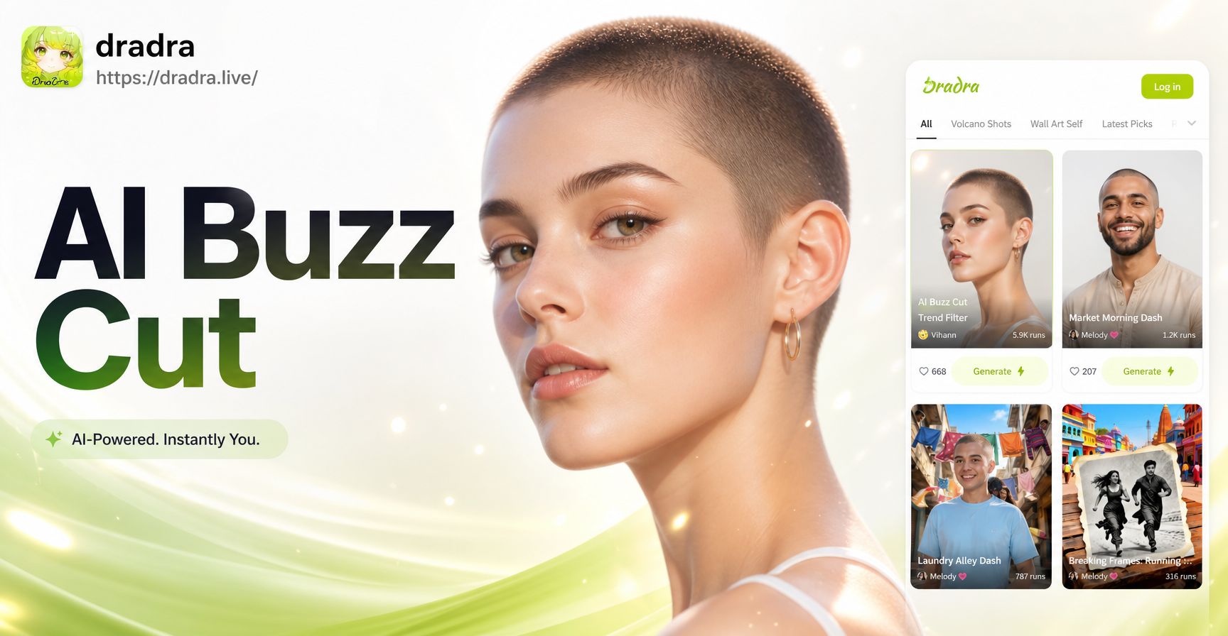 Filter buzz cut AI sebelum dan sesudah transformasi