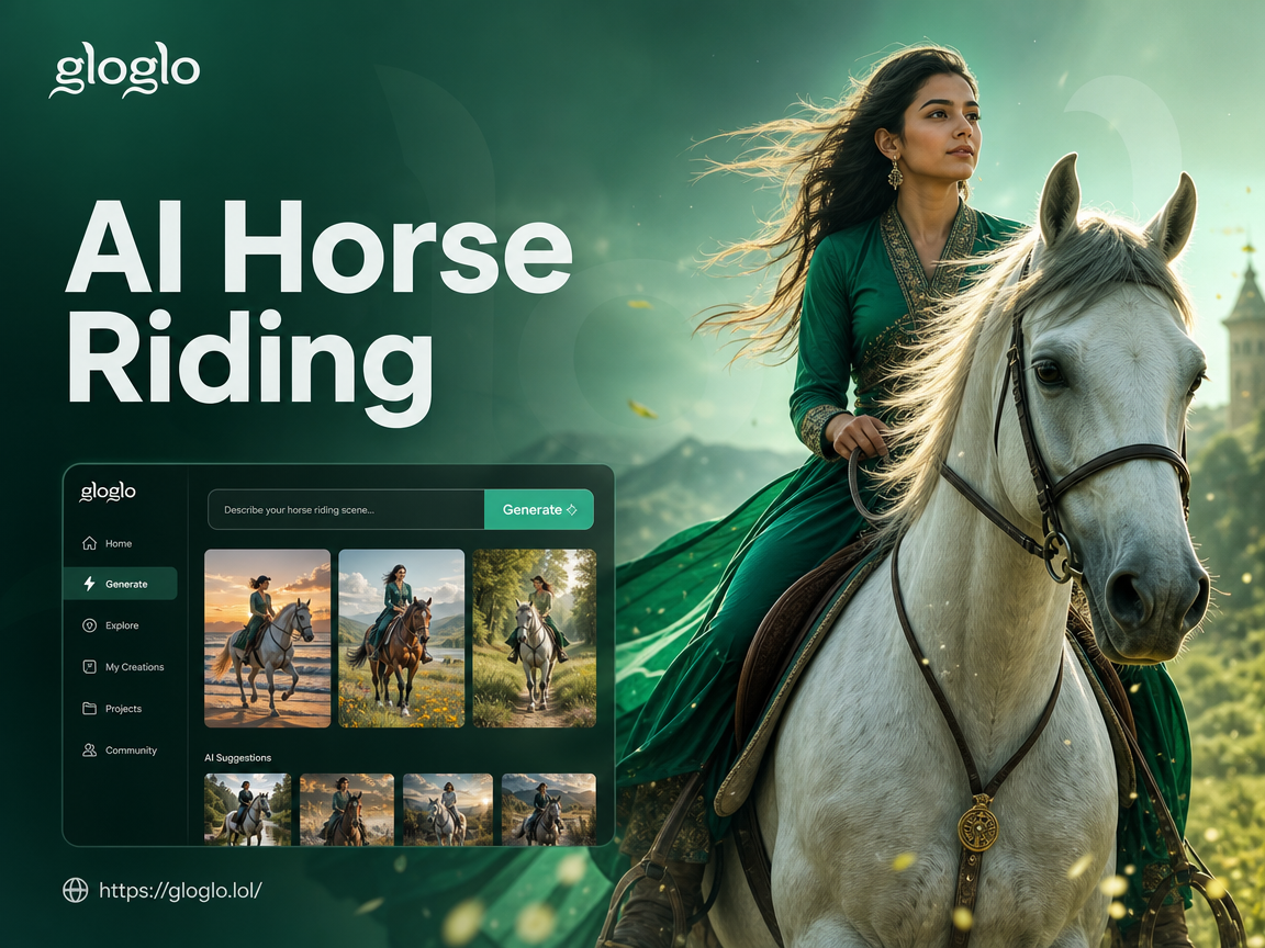 AI generated horse riding video fantasy landscape