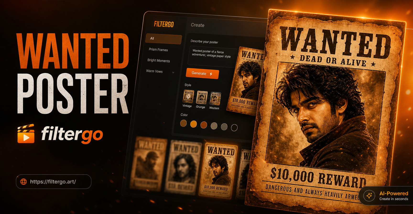AI generated wanted poster example