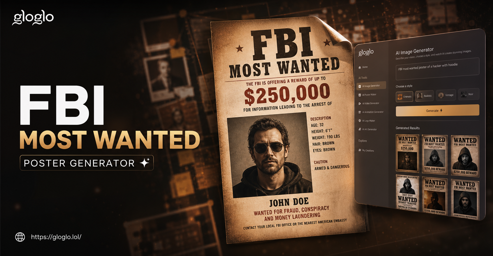 AI generated FBI Most Wanted Poster example
