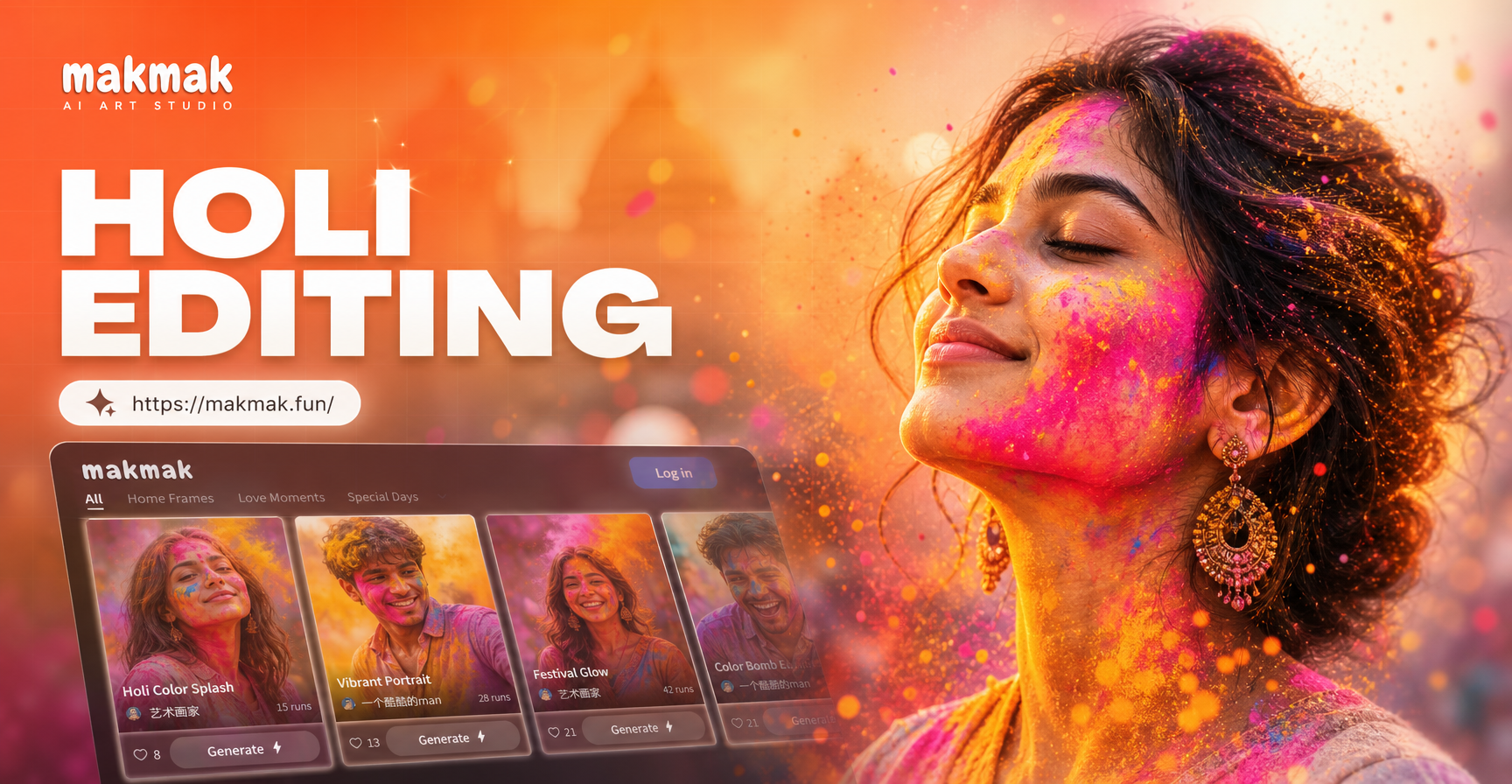 Add Holi Colors to Photos with AI Effects