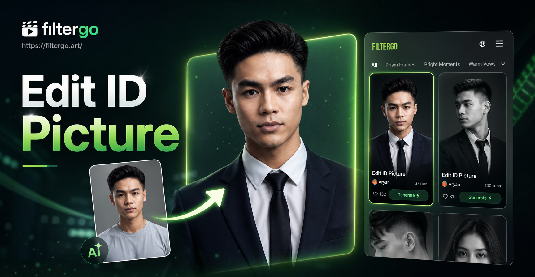 AI formal attire transformation for ID picture