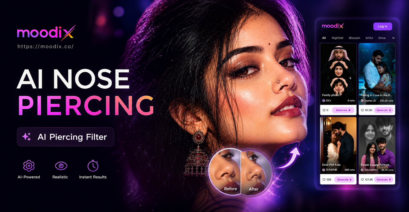 Filtro de Piercing no Nariz de IA: Experimente Aros Nasais Virtuais Instantaneamente