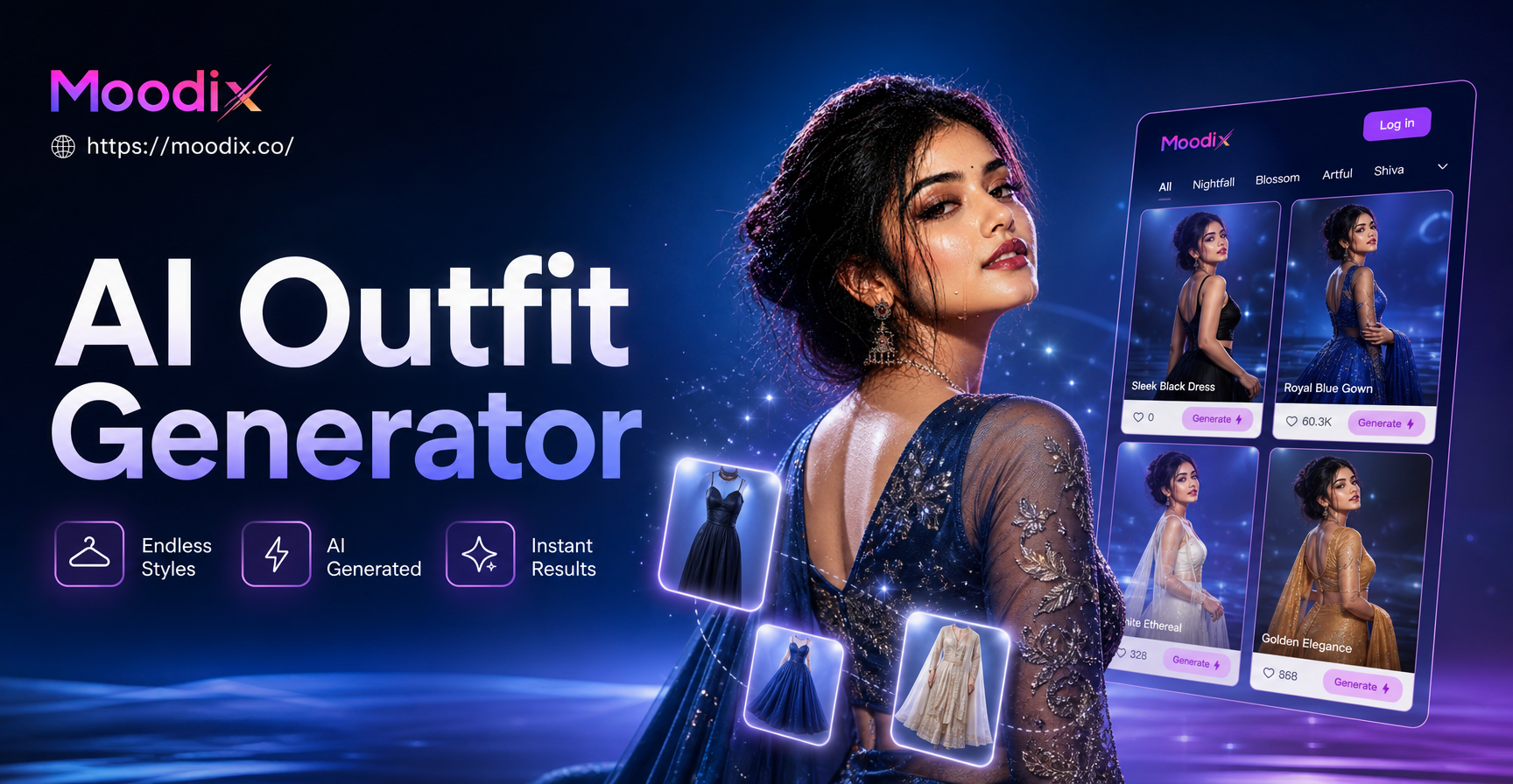 Gerador de Roupas com IA mostrando transformações de moda antes e depois