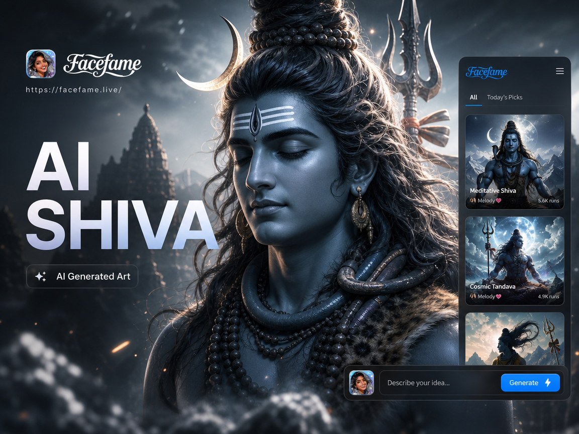 AI generated image of Lord Shiva with cosmic energy