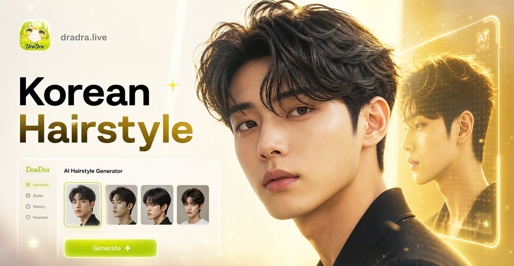 AI Korean Male Hairstyle before and after transformation