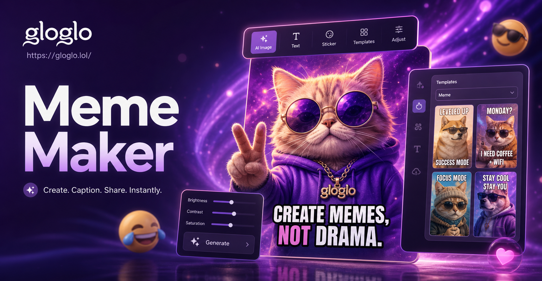 AI meme maker showing a user-generated meme on phone screen