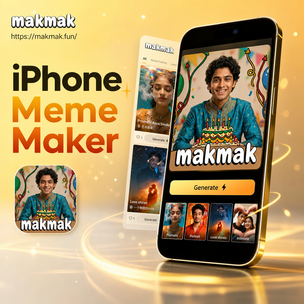 iPhone meme maker app interface showing funny meme creation