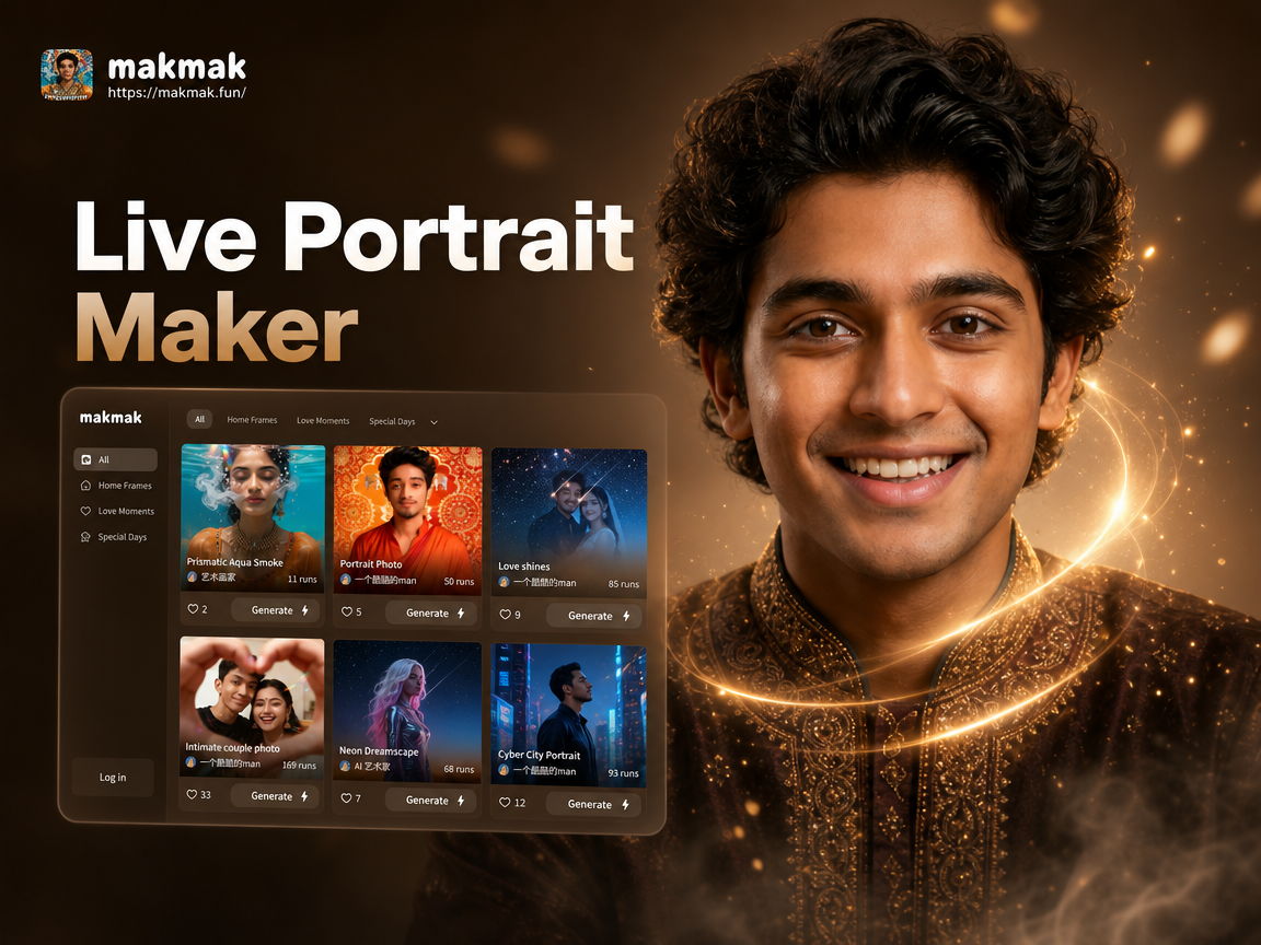 Before and after live portrait animation example