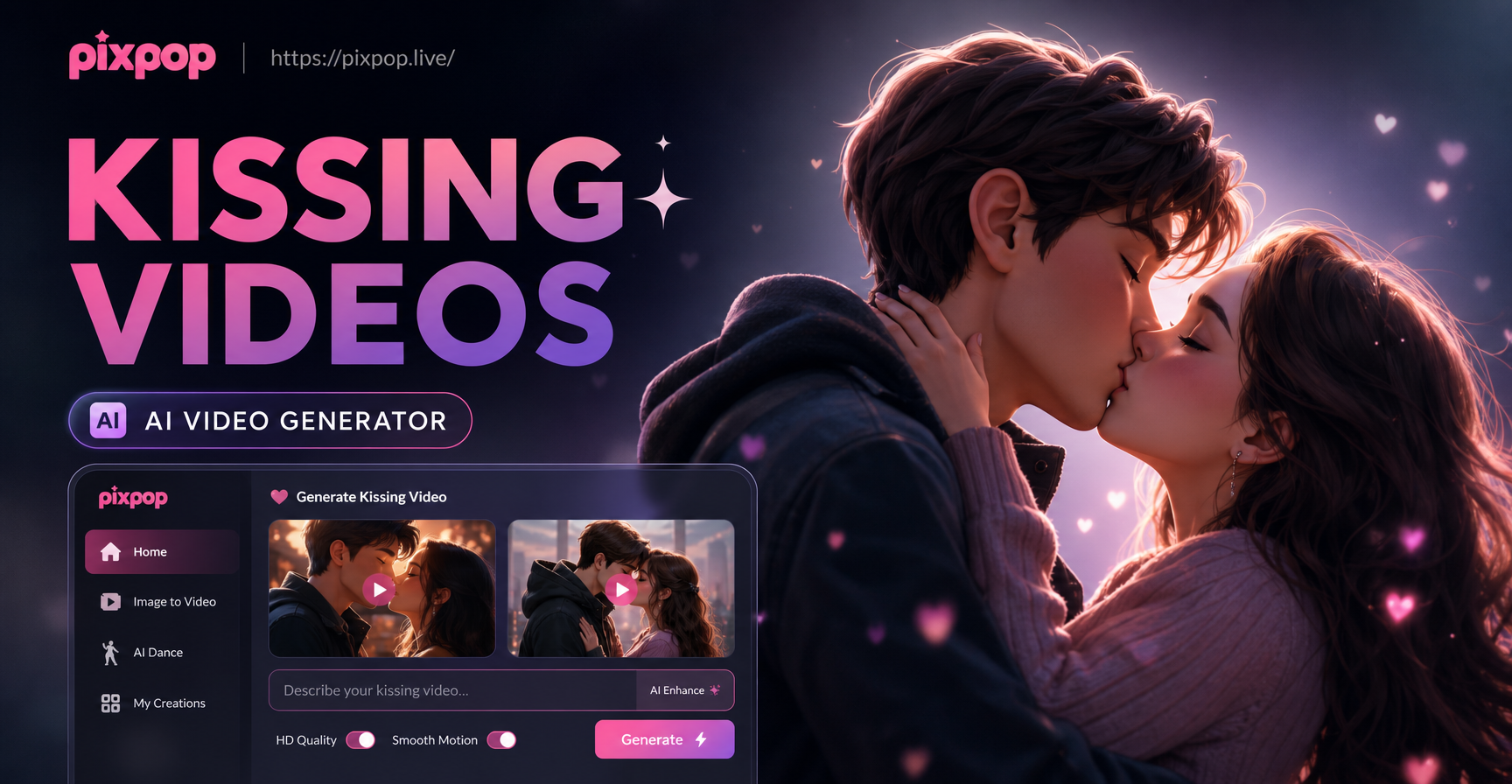 Cartoon Kissing Video Example