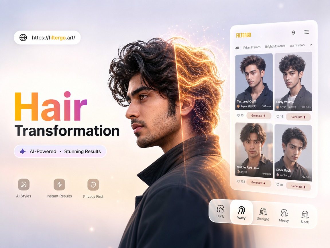 AI hair transformation from brunette to blonde
