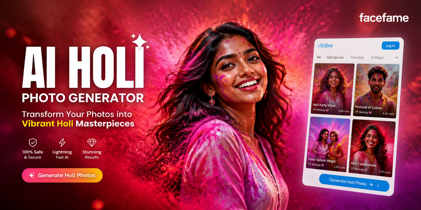 AI generated Holi festival photo with vibrant colors