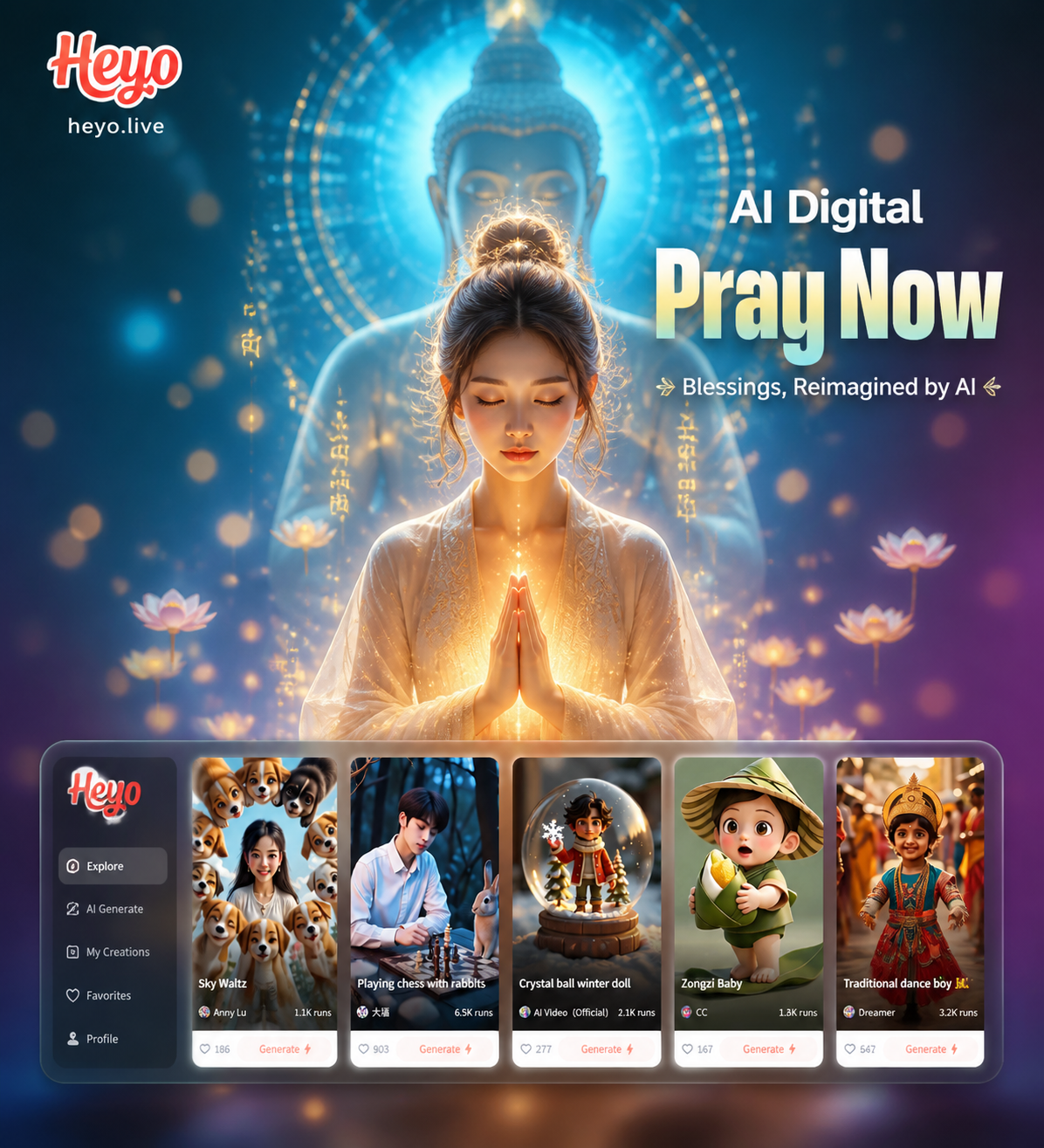 AI prayer art of hands in meditation