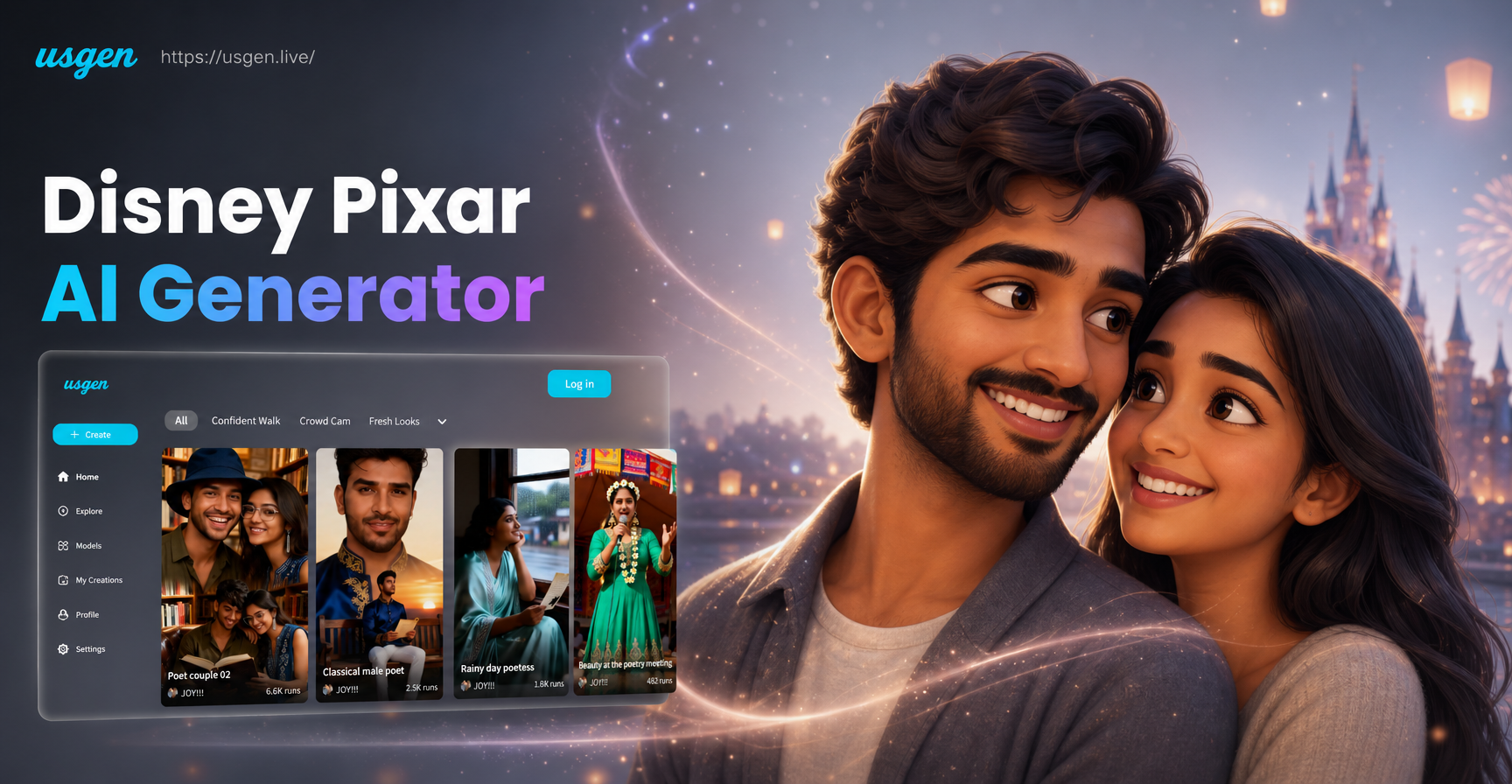 Exemplo de transformação de personagem Disney Pixar com IA