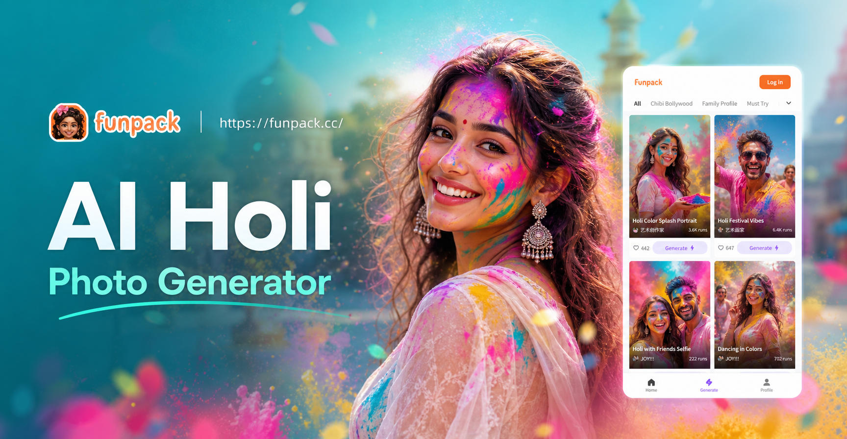 AI Holi Photo Generator: Create Festive Colorful Photos