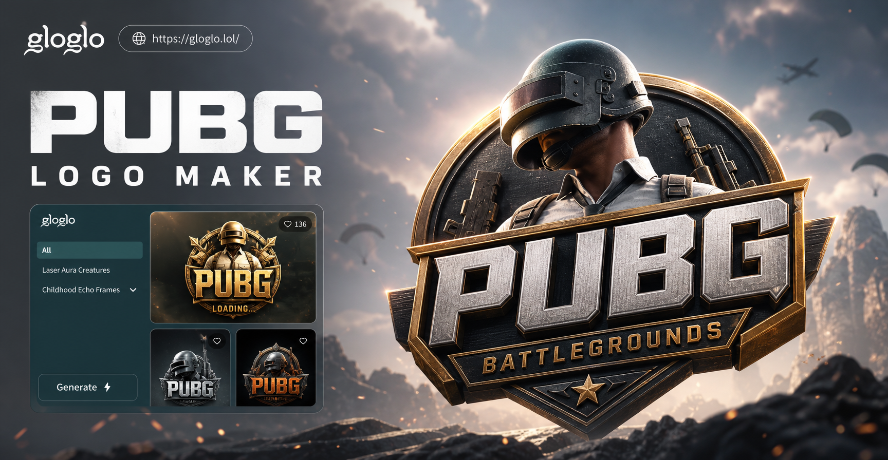 Custom PUBG 3D logo created with AI