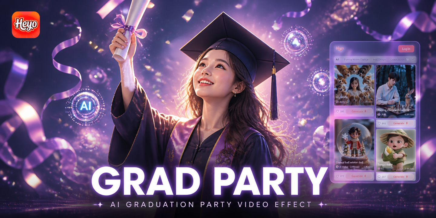 AI graduation party video effect example
