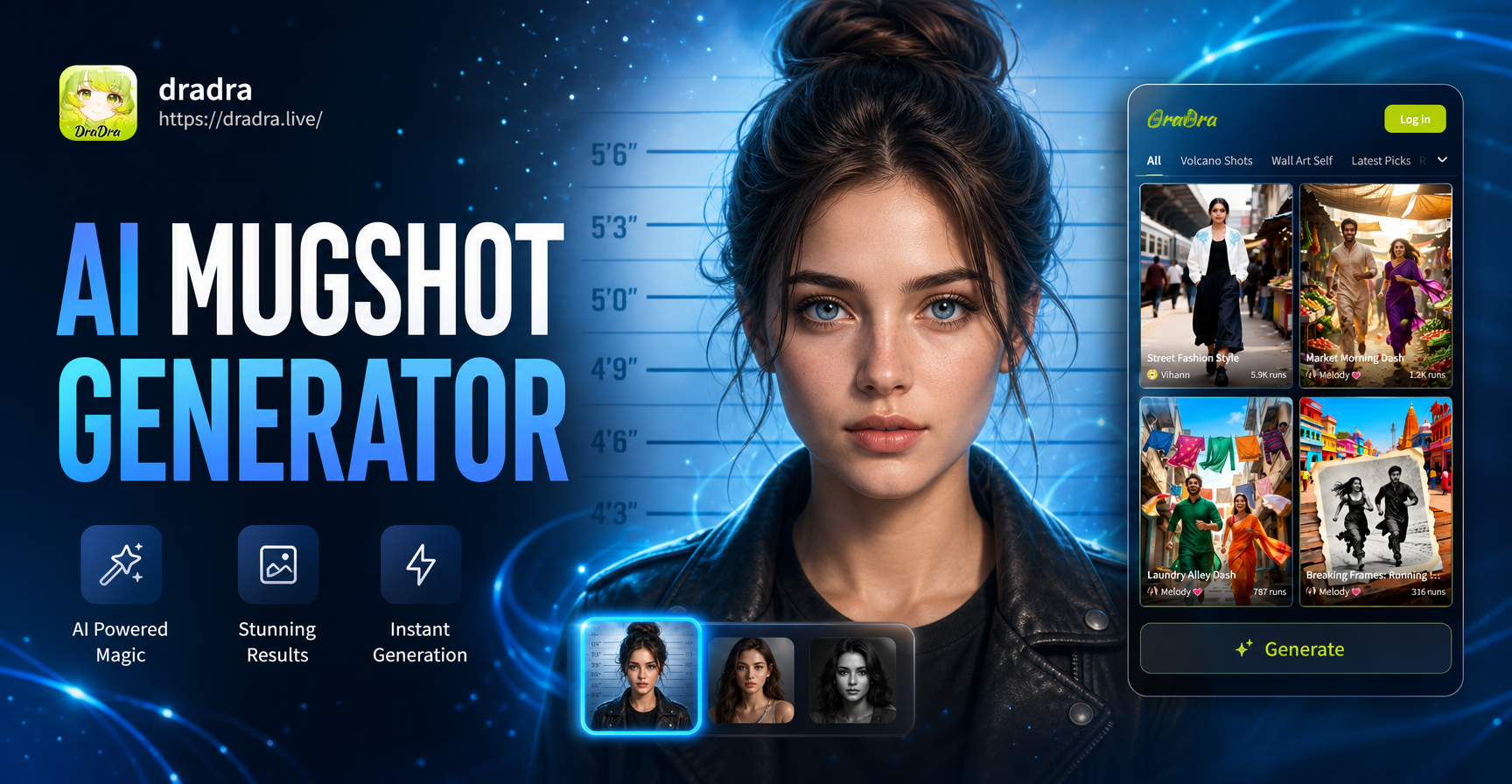 AI generated mugshot example