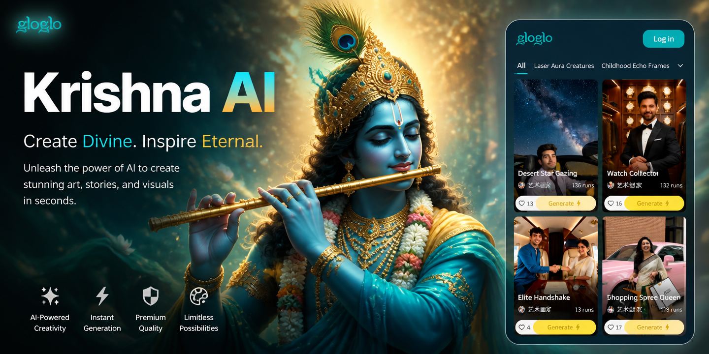 Shree Krishna AI generated devotional portrait