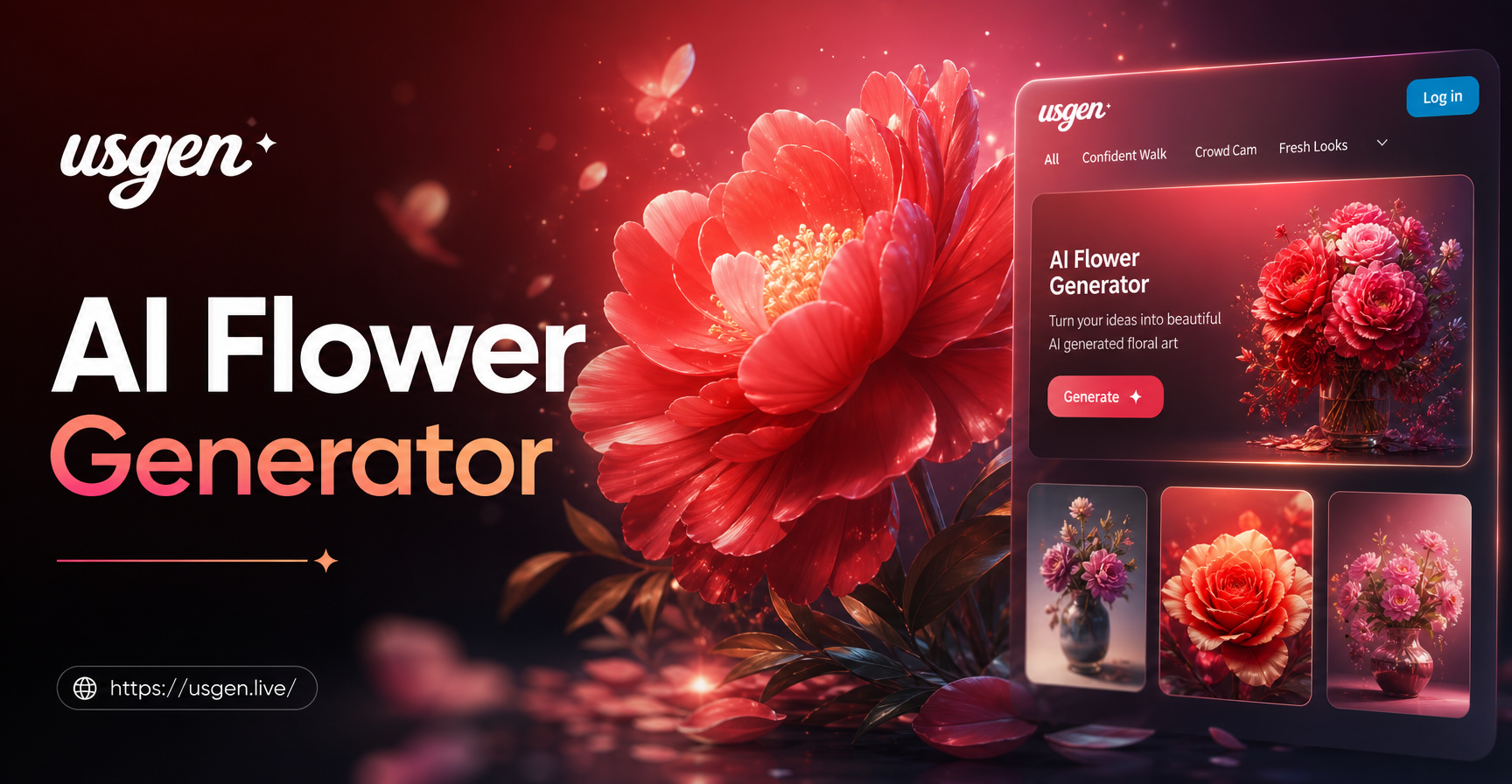 AI generated bouquet with roses and lilies
