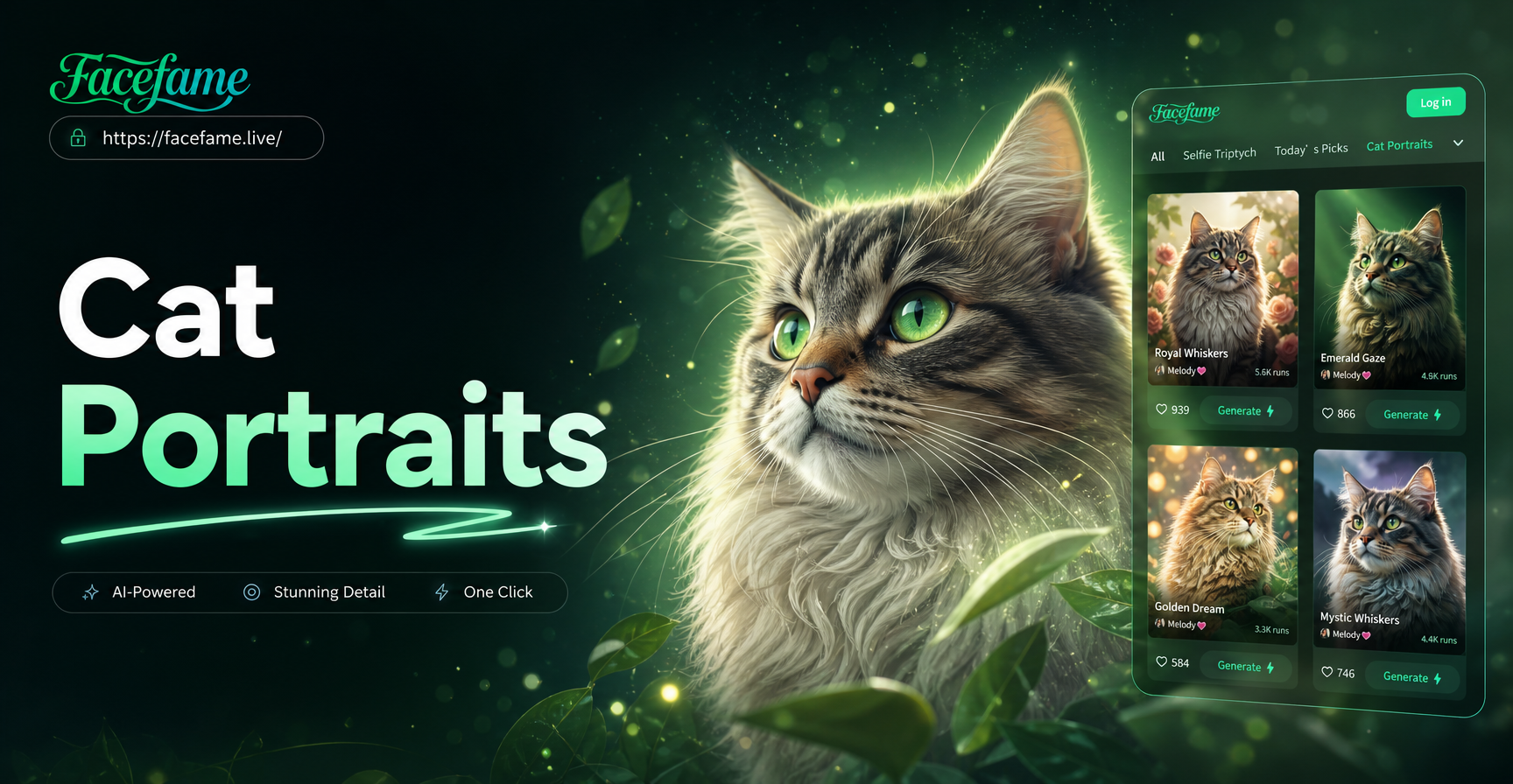 AI generated cat portrait examples