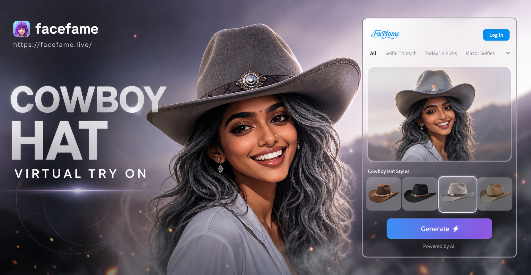 AI Cowboy Hat virtual try on before and after photo