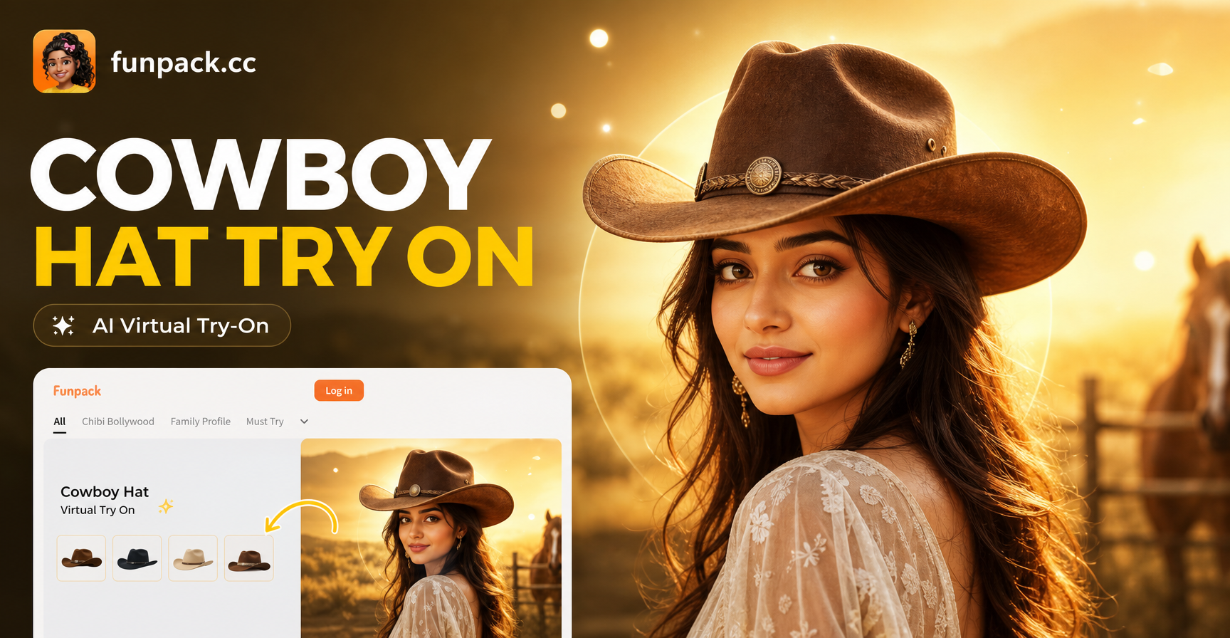 Virtuell einen Cowboyhut anprobieren mit Funpack KI
