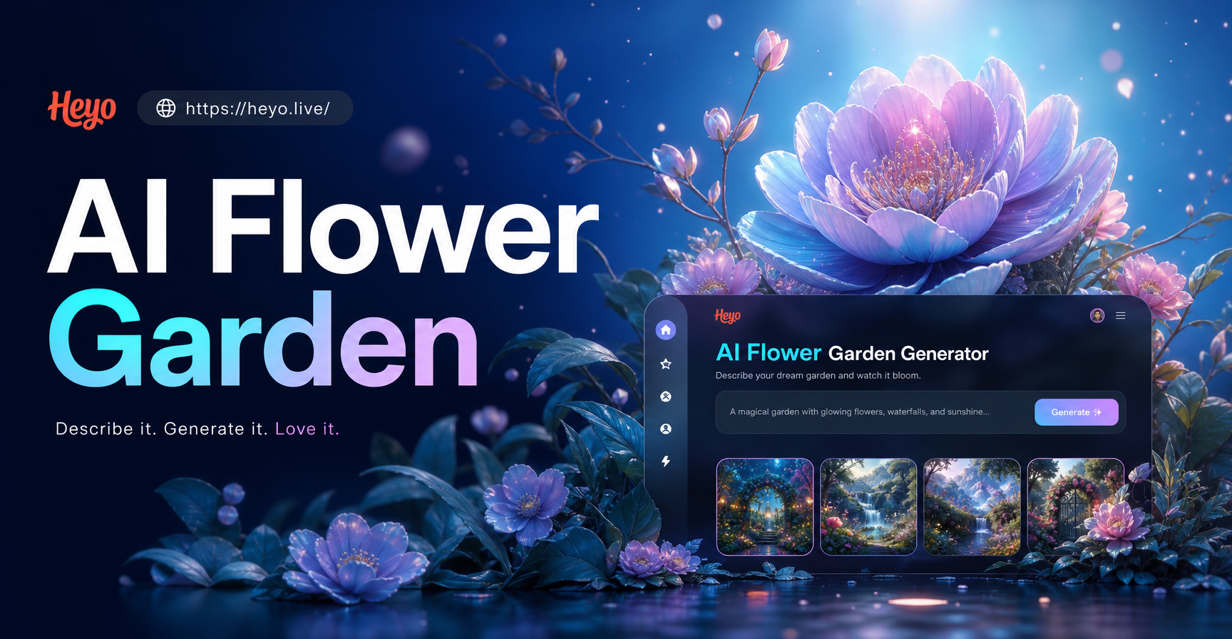 AI generated vibrant flower garden design with pathways and mixed blooms
