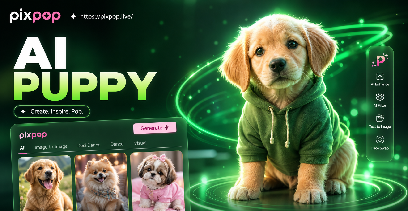数秒で話題のAI子犬動画を作成