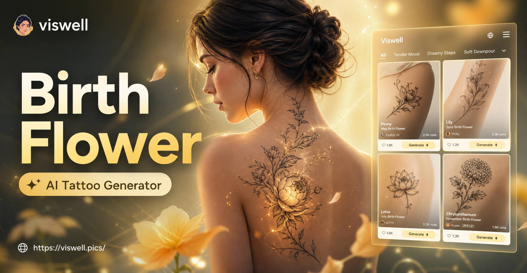 AI birth flower tattoo generator design preview