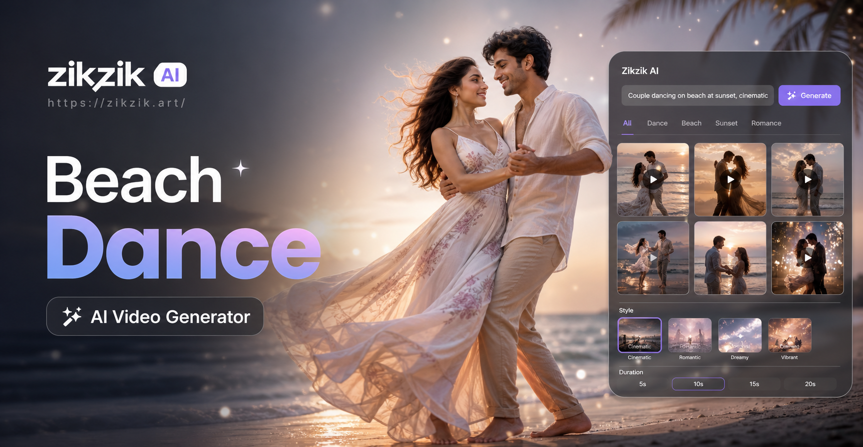 AI Beach Couple Dance Video Generator | Romantic Moves