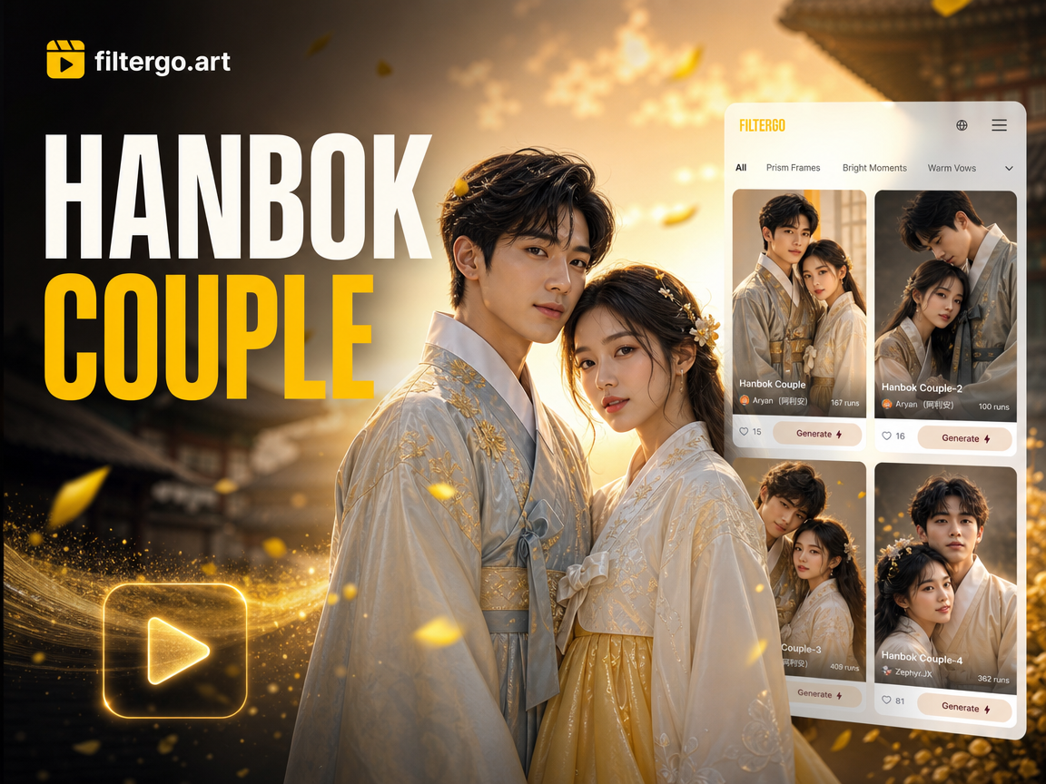 Hanbok couple traditional wedding portrait