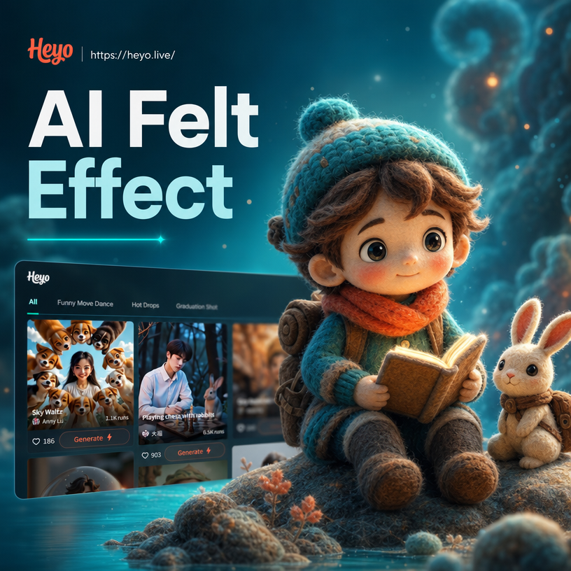 AI felt art effect transformation example from photo to cozy wool texture
