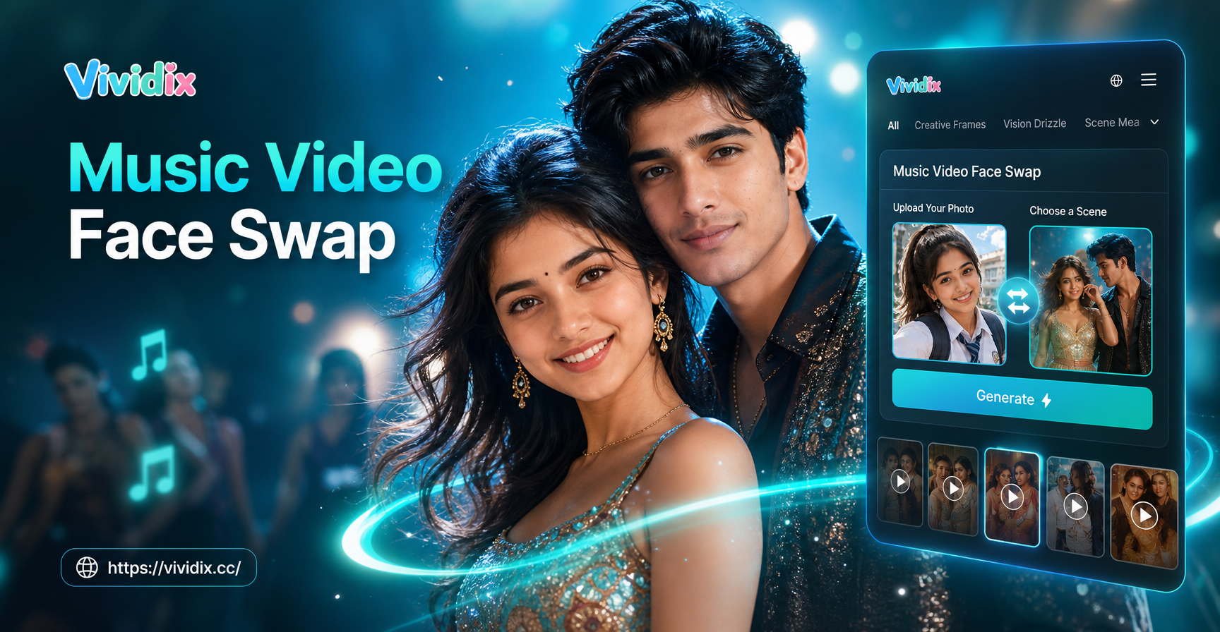 AI music video face swap result example