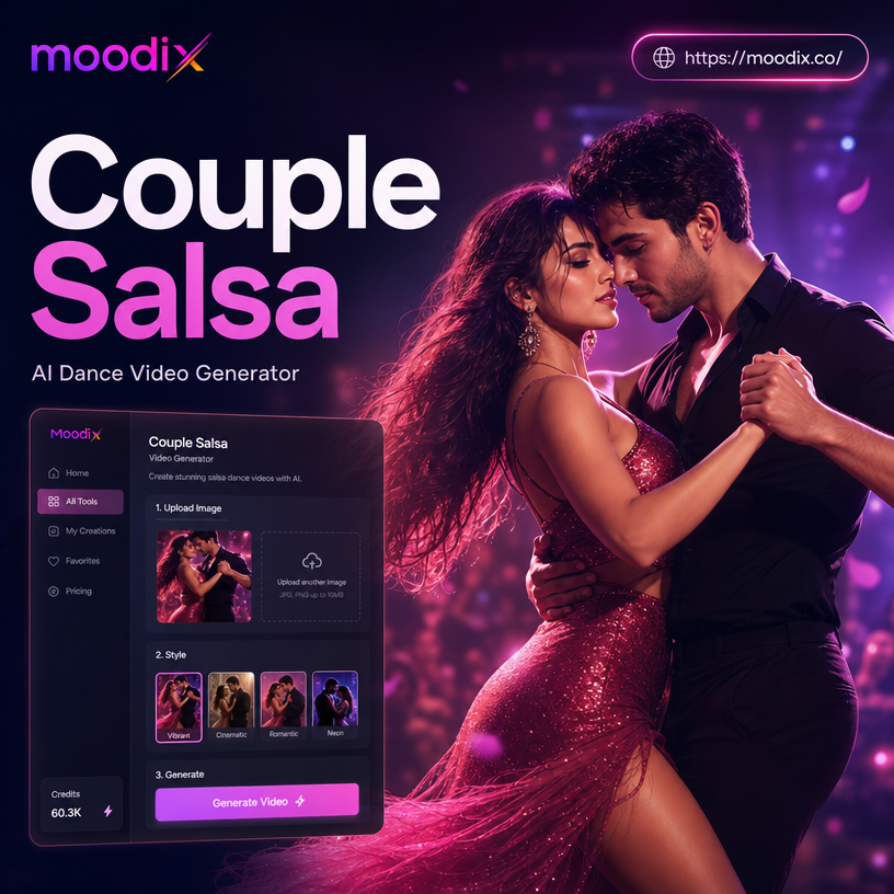 AI generated couple performing a romantic salsa dip